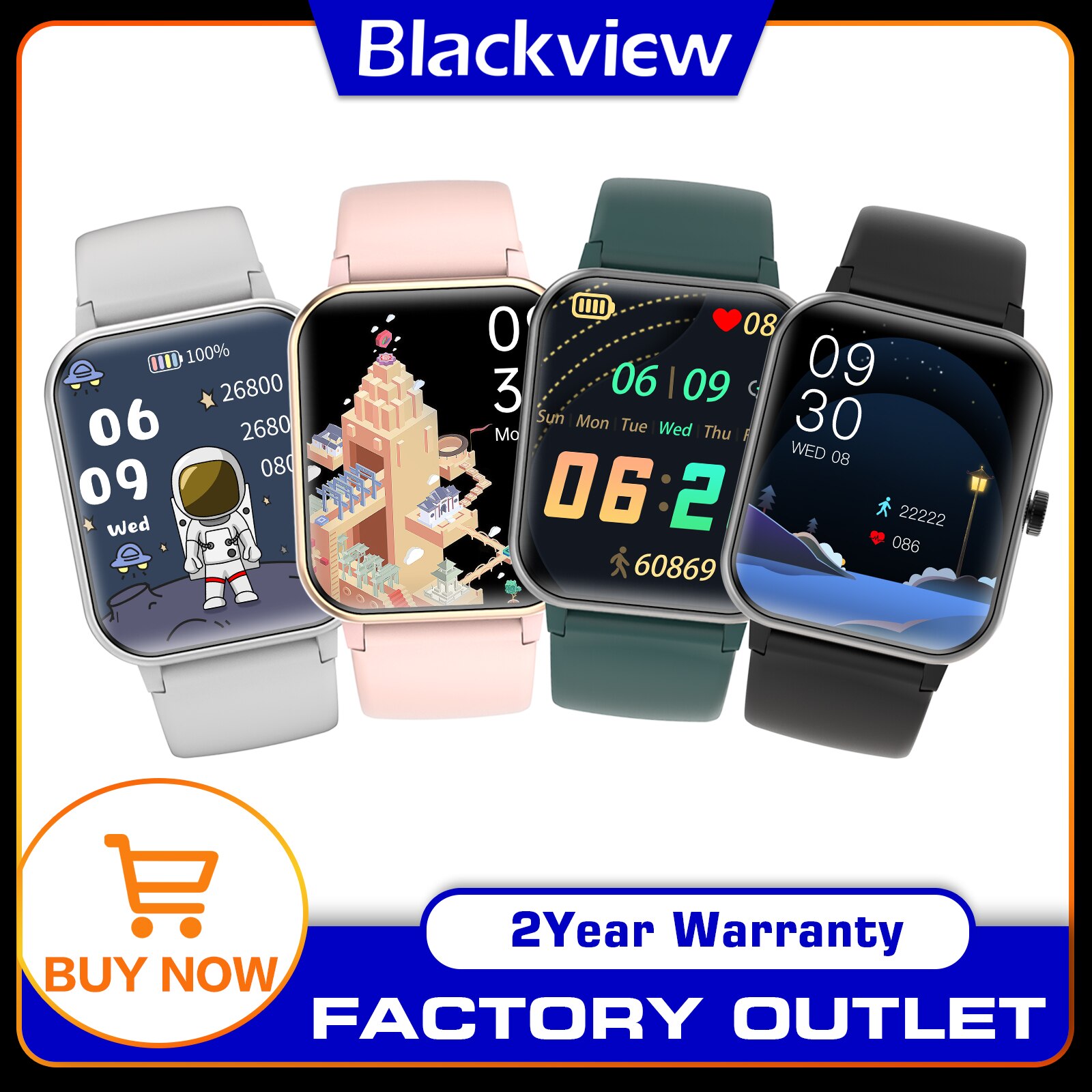 Blackview Smartwatch 1.69 ġ ȭ ɹڼ IP68  Ʈ ġ   ȵ̵ IOS ȭ